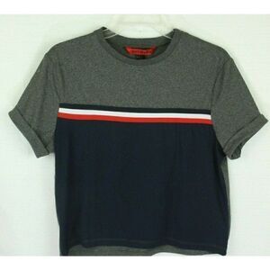 Hot Kiss Top Striped Short Sleeves Stretch Womens S